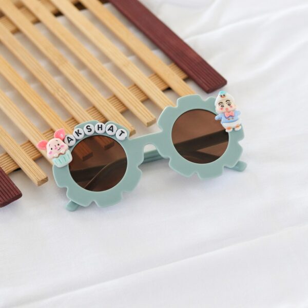 customized sunglasses with kids name Turquoise color